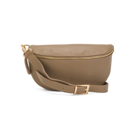 VIOLA CASTELLANI Taupe Made In Italy Leather Belt Bag - Picture 1 of 2